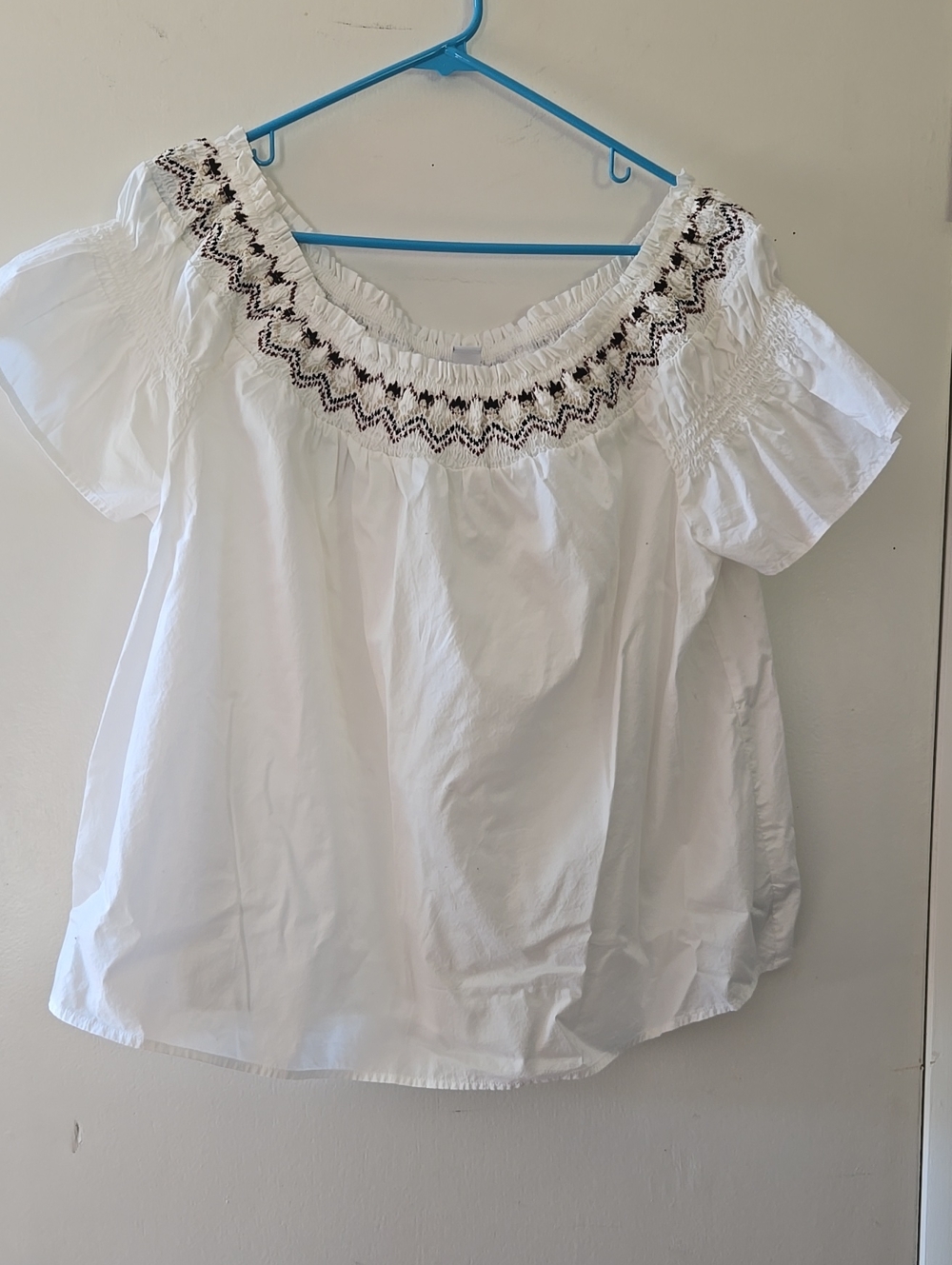 White Smocked Off-Shoulder Women’s Top